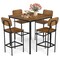 Costway 5-Piece Industrial Dining Table Set with Counter Height Table & 4 Bar Stools Black/Grey/Walnut